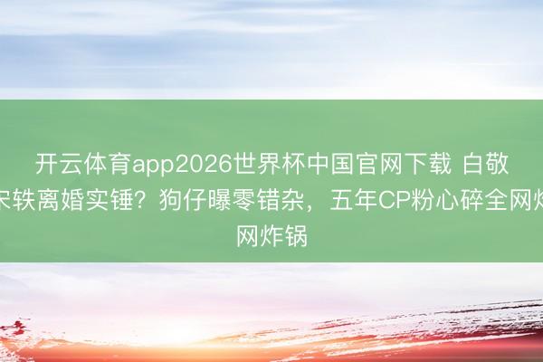 开云体育app2026世界杯中国官网下载 白敬亭宋轶离婚实锤？狗仔曝零错杂，五年CP粉心碎全网炸锅