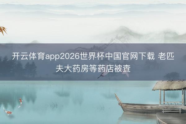 开云体育app2026世界杯中国官网下载 老匹夫大药房等药店被查