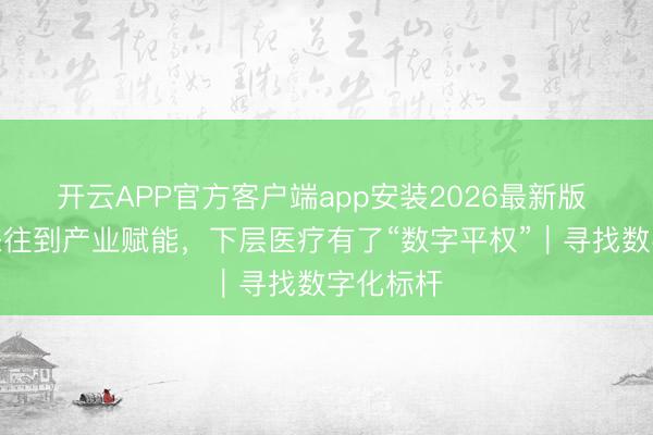 开云APP官方客户端app安装2026最新版 从撮合来往到产业赋能,下层医疗有了“数字平权”|寻找数字化标杆